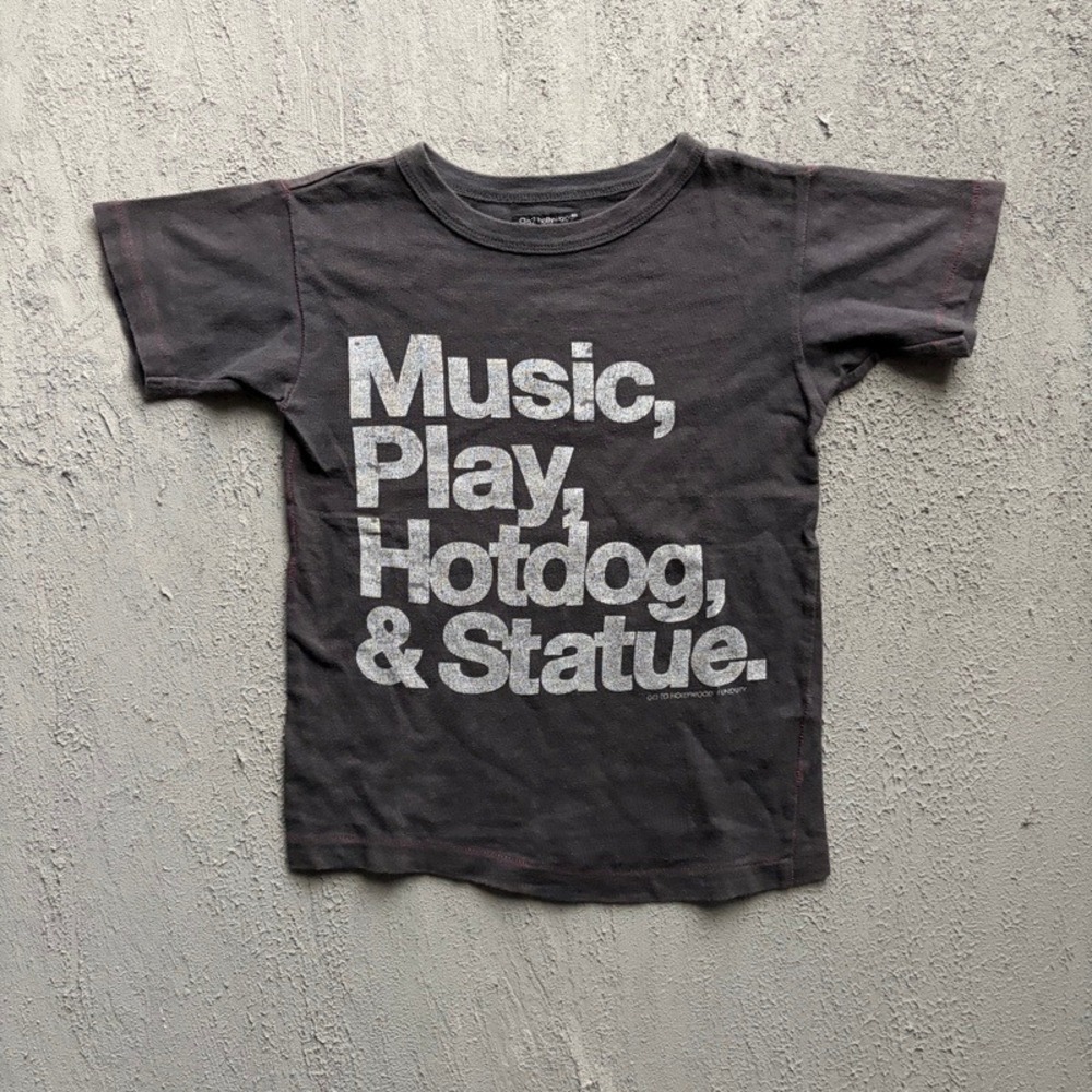 Go To Hollywood T Shirt Medium 130CM Black Japan Baby Tee Denim Dungaree Fith